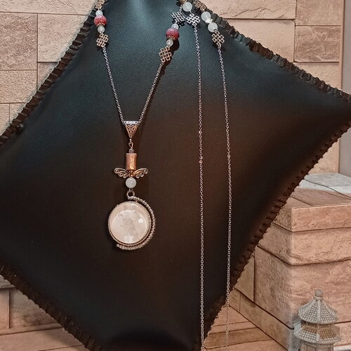 Collier sautoir cabochons et perles "clémence"