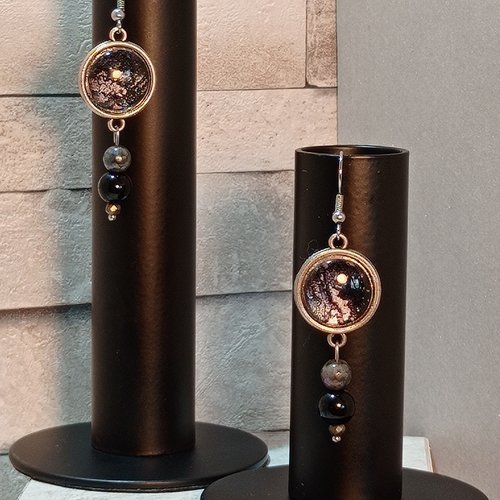 Boucles d'oreilles avec cabochons et perles "luna"