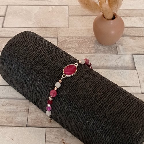Bracelet avec pierres naturelles et cabochon "clémence"