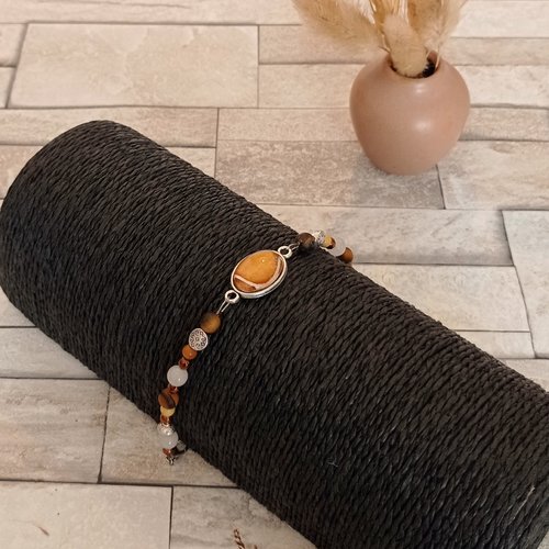 Bracelet avec pierres naturelles et cabochon "olivia"