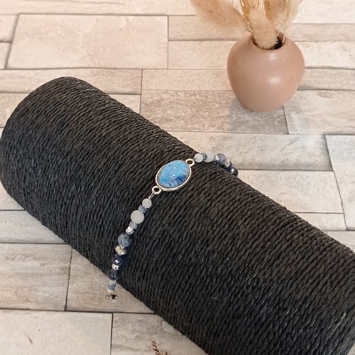 Bracelet avec pierres naturelles et cabochon "ondine"
