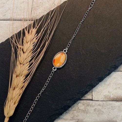 Bracelet avec chaine et cabochon "gaelle"
