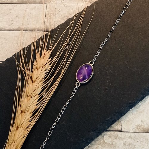 Bracelet avec chaine et cabochon "iris"