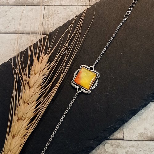 Bracelet avec chaîne et cabochon "tahia"