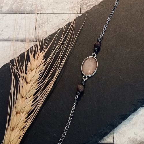 Bracelet avec chaîne, pierres naturelles et cabochon "olivia"