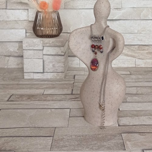 Collier cabochon et perles "carmen"