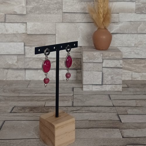 Boucles d'oreilles avec cabochons et perles "clémence"