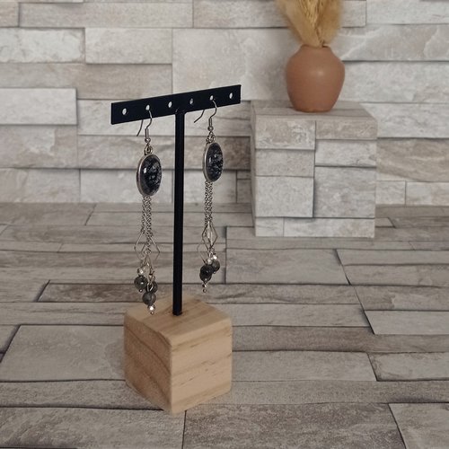 Boucles d'oreilles avec cabochons et perles "luna"