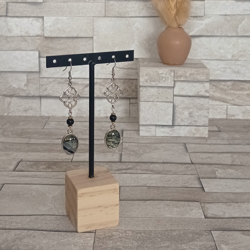 Boucles d'oreilles avec cabochons et perles "luna"