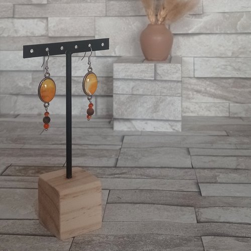 Boucles d'oreilles avec cabochons et perles "olivia"