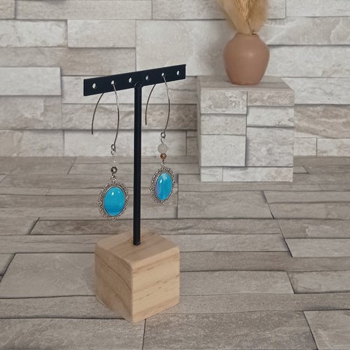 Boucles d'oreilles avec cabochons et perles "ondine"
