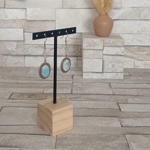 Boucles d'oreilles avec cabochons et perles "ondine"
