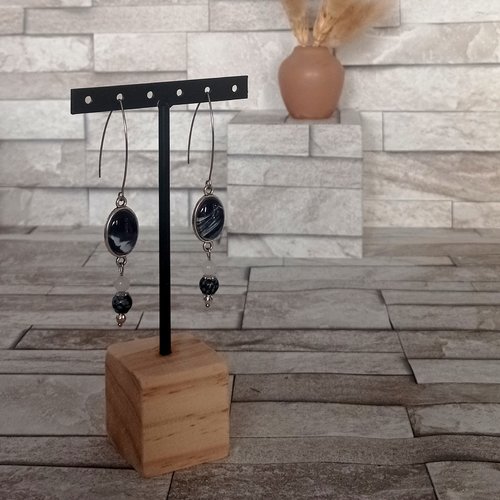 Boucles d'oreilles avec cabochons et perles "roseline"