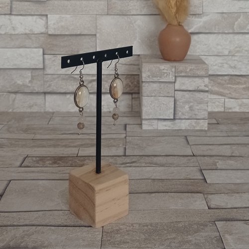 Boucles d'oreilles avec cabochons et perles "roseline"