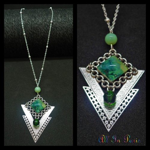 Collier femme, avec pendentif en cabochon "viviane"