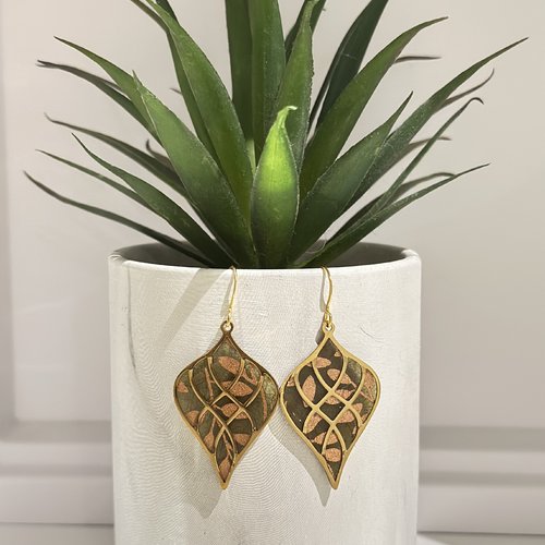 Boucles d’oreilles acier papier népalais et resine