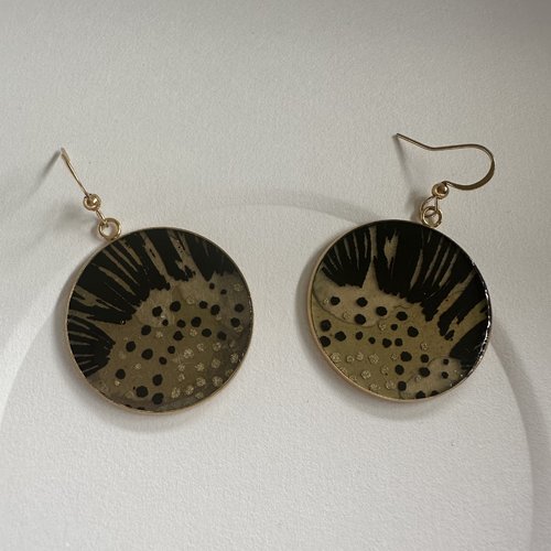Boucles d'oreilles originales acier et papier népalais