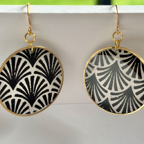 Boucles d'oreilles acier papier et résine
