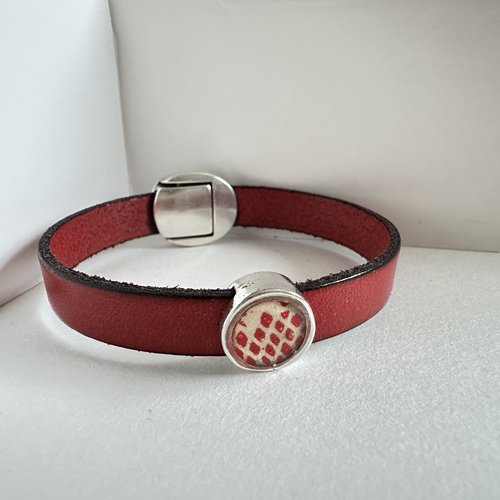 Bracelet cuir rouge 2 en 1