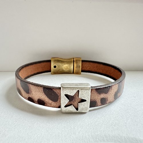 Bracelet cuir léopard étoile