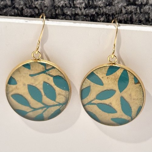 Boucles d'oreilles papier népalais vert