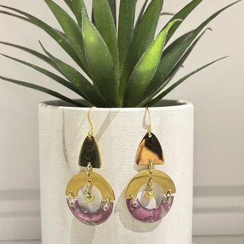 Boucles d’oreilles originales violettes rondes