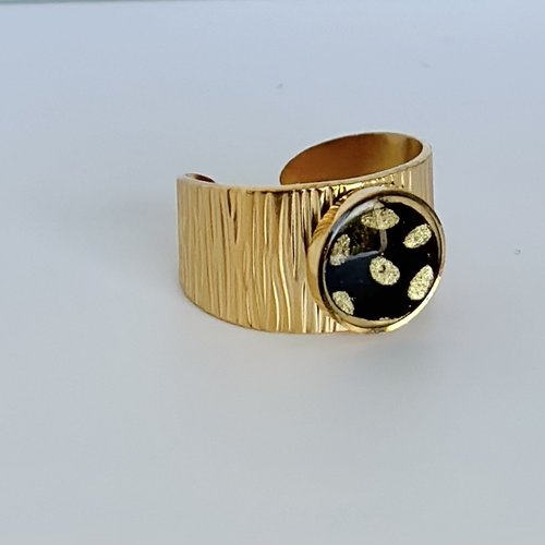 Bague acier inoxydable papier népalais et résine