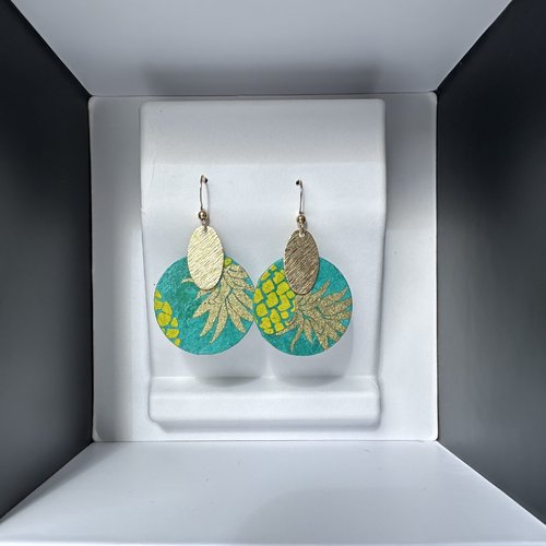 Boucles d’oreilles en papier népalais vert ananas