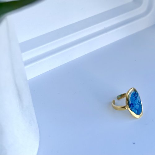 Bague bleue ajustable en acier inoxydable