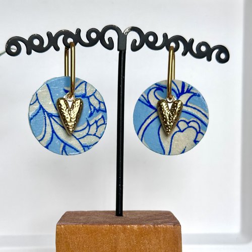 Boucles d'oreilles créoles bleues