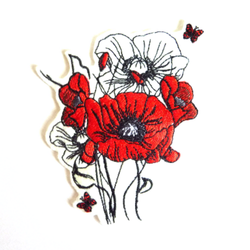 Coquelicots thermocollants, embroidery patch, poppies patch, ecusson thermocollant