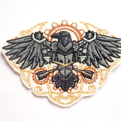 Aigle steampunk, embroidery patch, ecusson thermocollant