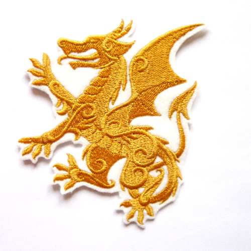 Ecusson thermocollant dragon héraldique, embroidery patch, broderie jeux de rôle