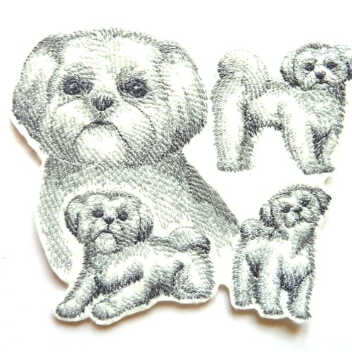 Shih tzu thermocollant,chien brodé,ecusson thermocollant,chien thermocollant,dog patch,embroidery patch