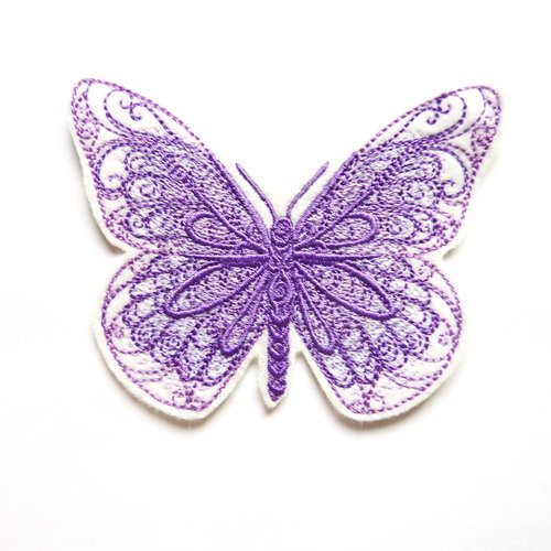 Ecusson papillon mauve, embroidery patch, butterfly patch, thermocollant