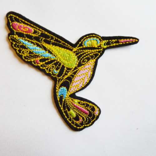 Ecusson thermocollant, broderie thermocollante, colibri n°5,oiseau,embroidery patch (bird),