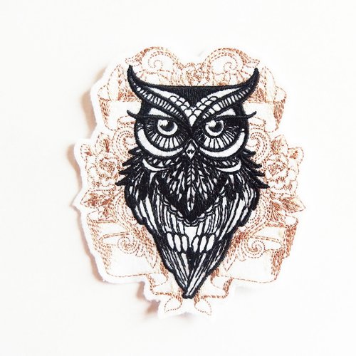 Patch chouette thermocollante, hibou,embroidery patch, owl patch, ecusson thermocollant