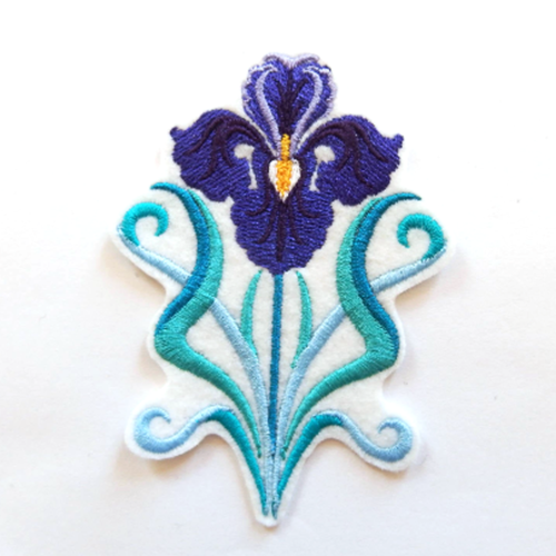Broderie iris thermocollante fleurs, embroidery patch