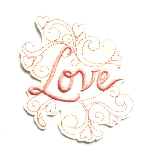 Love, arabesques thermocollant, broderie machine thermocollante, love patch, embroidery patch