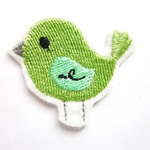 Petit ecusson (5 couleurs) thermocollant, broderie thermocollante, petit oiseau,embroidery patch (bird),oiseau