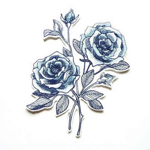 Bouquet de roses bleues thermocollant,broderie machine,broderie fleur,rose thermocollantes,embroidery patch