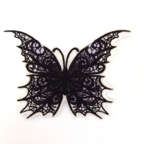 Ecusson papillon sombre, embroidery patch, butterfly patch, thermocollant
