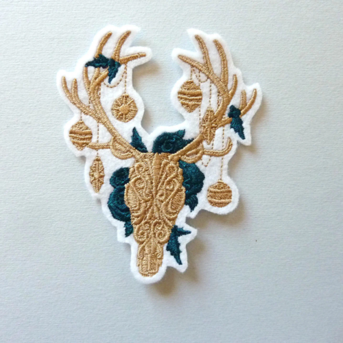 Tête de cerf et décorations de noël thermocollante, embroidery patch,