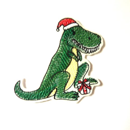 Dragon de noël,  écusson, patch, broderie thermocollante