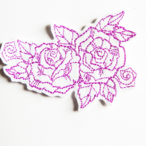 Ecusson machine thermocollant, patch rose dessinée