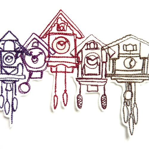 Ecusson thermocollant, broderie machine, embroidery patch, patch thermocollant, coucou (carillon)