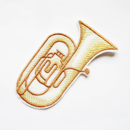 Patch, écusson, broderie thermocollante, thermocollant, tuba, embroidery patch (music)