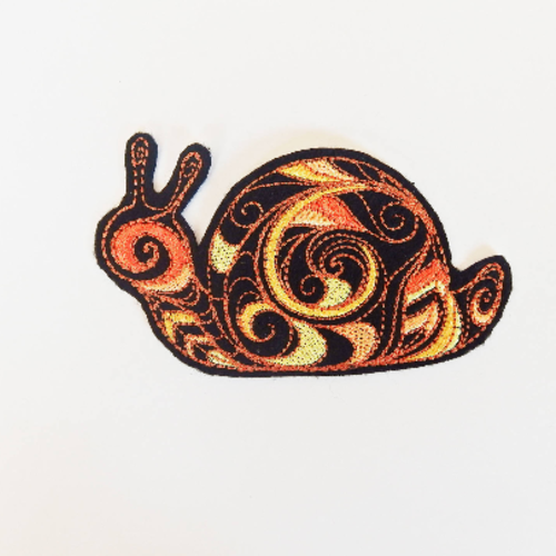 Patch (3 couleurs), écusson, broderie thermocollante, thermocollant, escargot, embroidery patch (snaill)