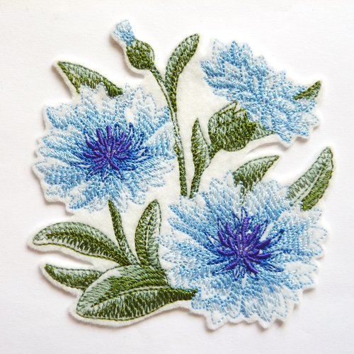 Bleuets brodés machine (fleur)