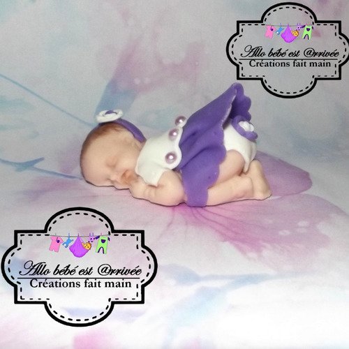 Bébé fimo robe courte violette et blanche